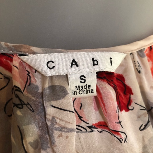 CAbi # 399 Gypsy Dolman Floral Blouse Small Red Poppies - Picture 5 of 7